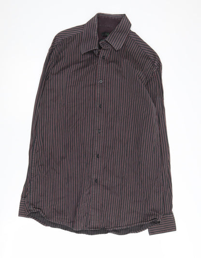 Jasper Conran Men's Black Striped Long Sleeve Shirt - 15.5