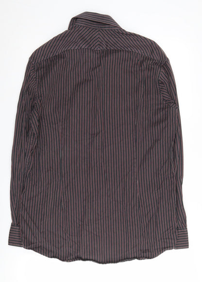 Jasper Conran Men's Black Striped Long Sleeve Shirt - 15.5