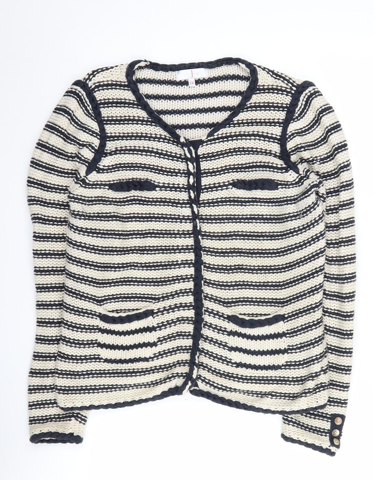 Jasper Conran Women's Black Striped Cardigan Size 14