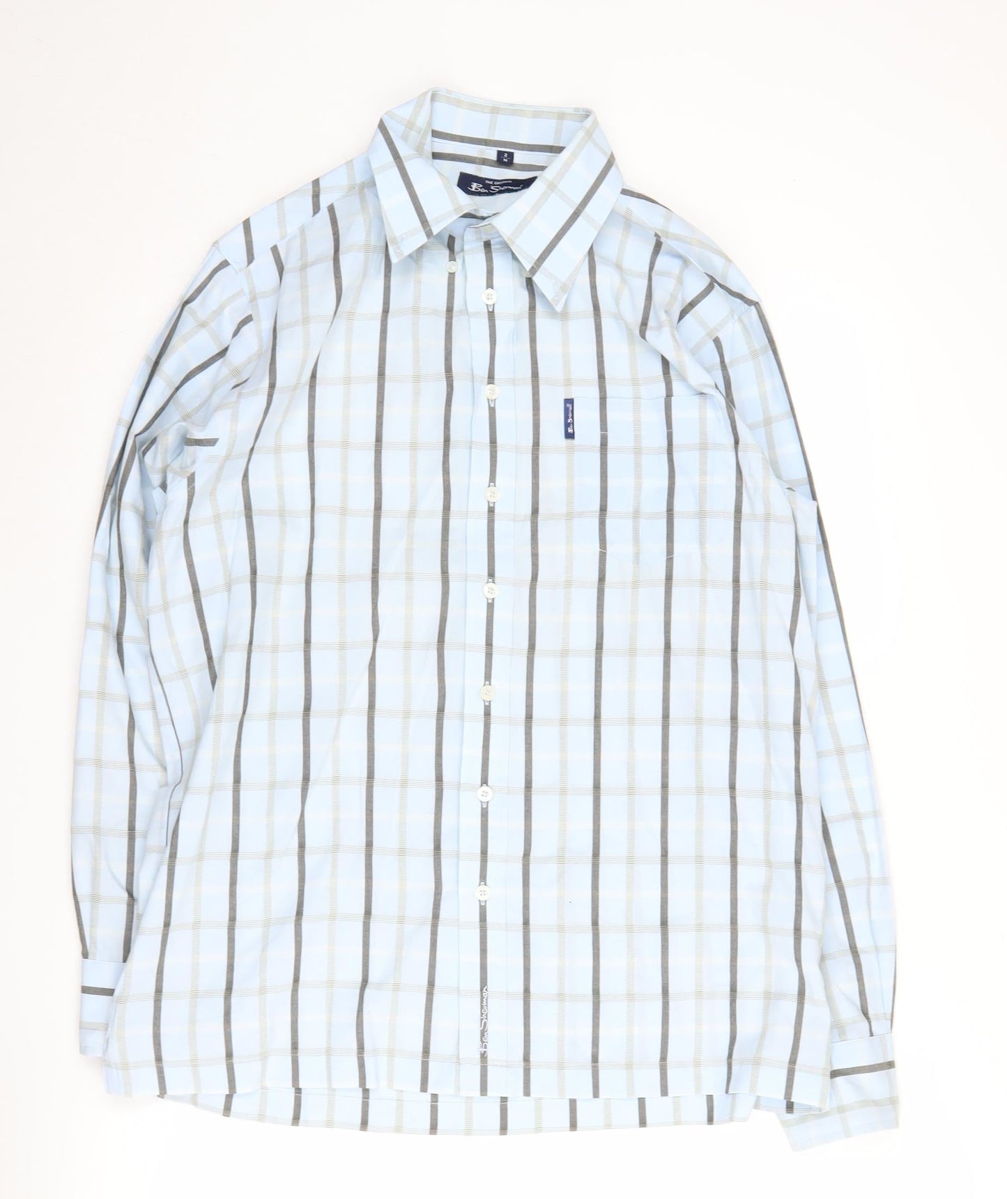 Ben Sherman Men's Blue Plaid Button-Up Shirt Medium