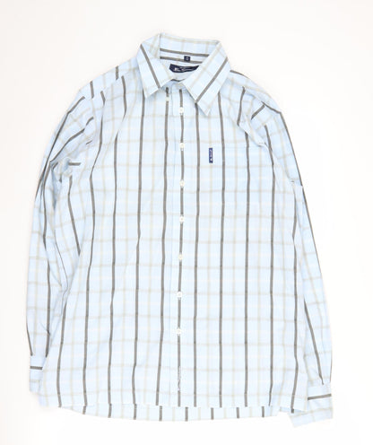 Ben Sherman Men's Blue Plaid Button-Up Shirt Medium