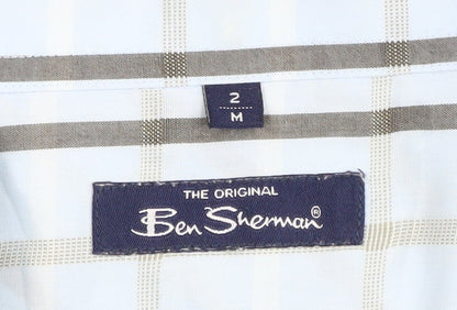 Ben Sherman Men's Blue Plaid Button-Up Shirt Medium