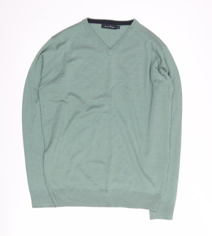 James Pringle Men's Green V-Neck Pullover Jumper - Size S