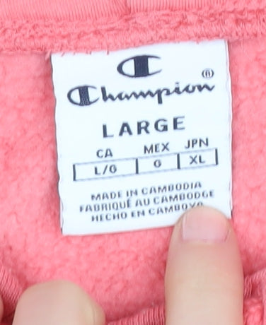 Champion Women's Pink Hoodie, Logo, L, Casual Essential
