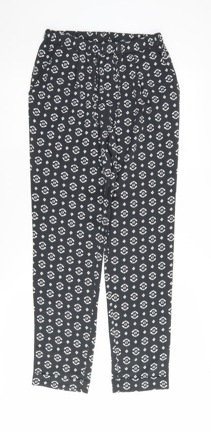 Laura Ashley Women's Black Geometric Trousers Size 8