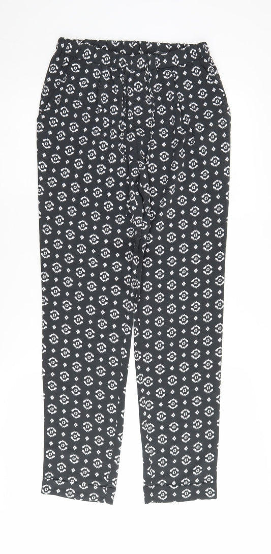 Laura Ashley Women's Black Geometric Trousers Size 8