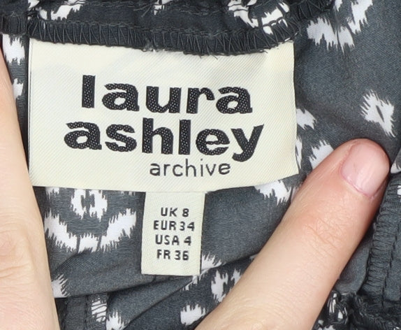 Laura Ashley Women's Black Geometric Trousers Size 8