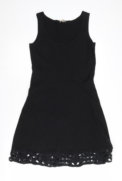 Jigsaw Women's Black A-Line Dress, Medium, Lace Accents
