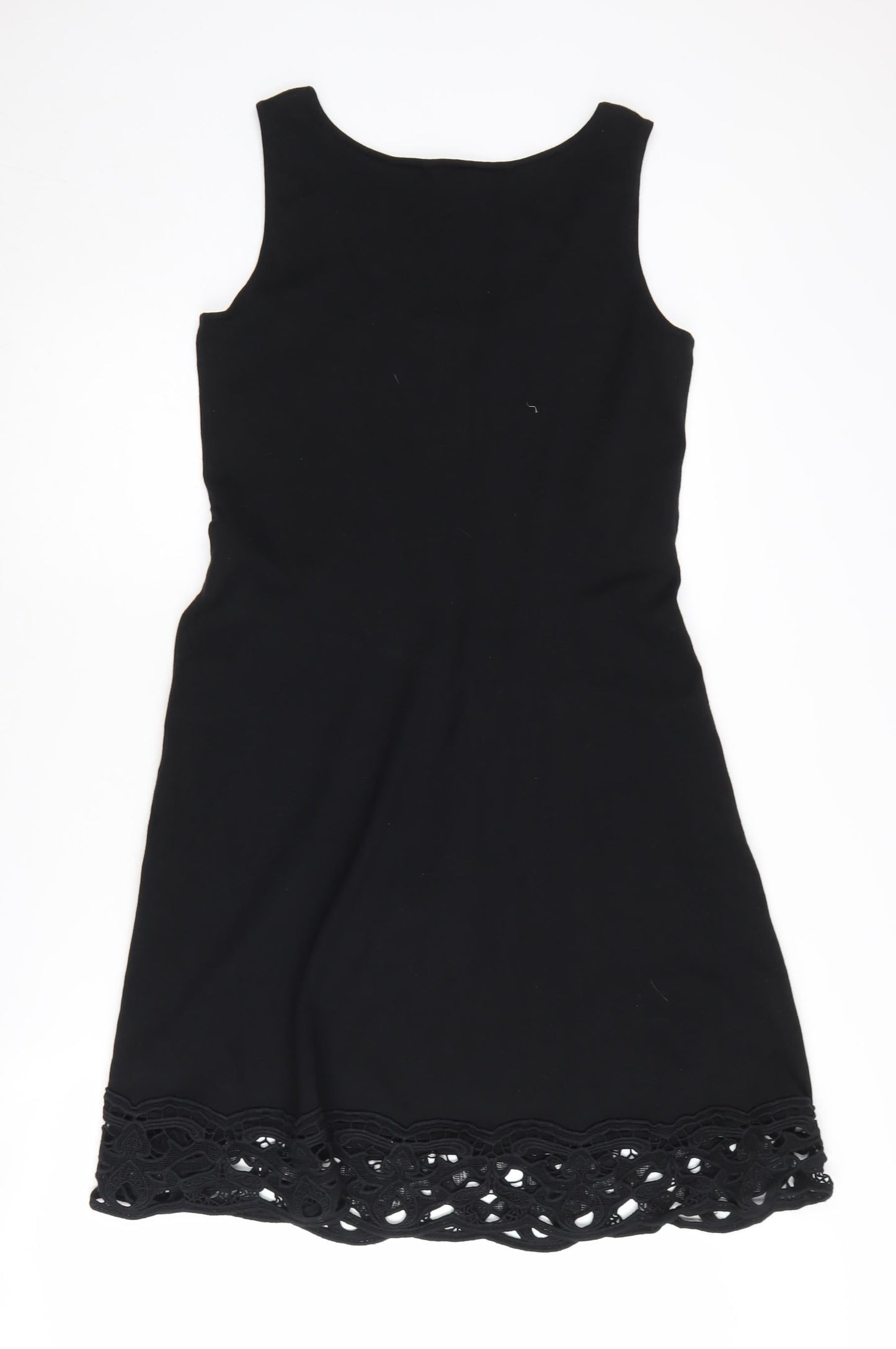 Jigsaw Women's Black A-Line Dress, Medium, Lace Accents