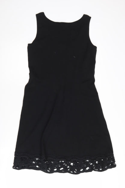 Jigsaw Women's Black A-Line Dress, Medium, Lace Accents