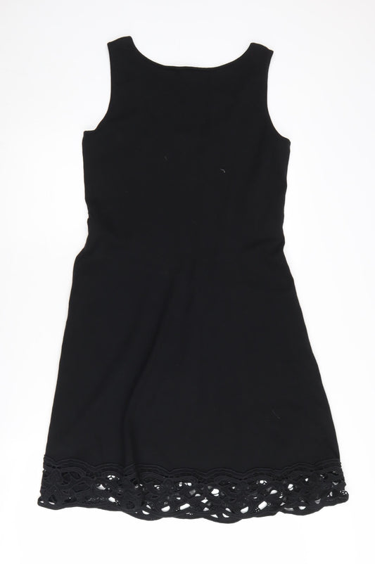Jigsaw Women's Black A-Line Dress, Medium, Lace Accents