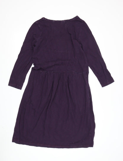 Joules Women's Purple Fit & Flare 3/4 Sleeve Dress