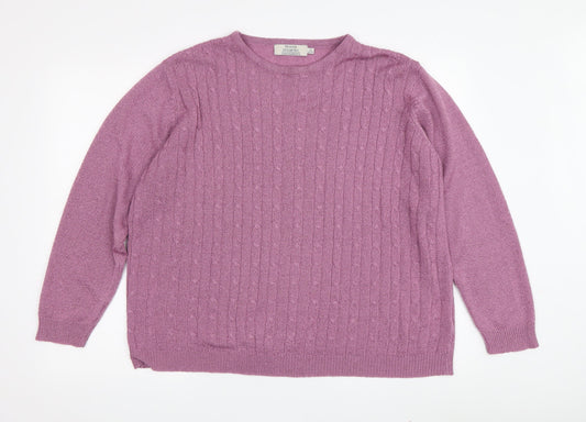 Honor Millburn Women's XL Purple Cable-Knit Pullover Jumper
