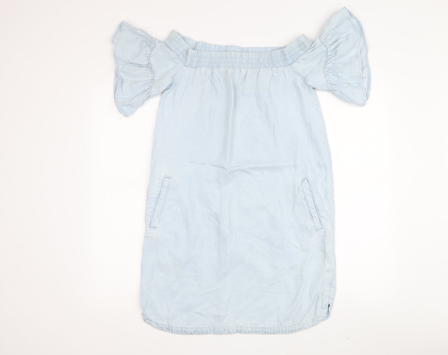 AllSaints Women's Blue Off Shoulder Dress S