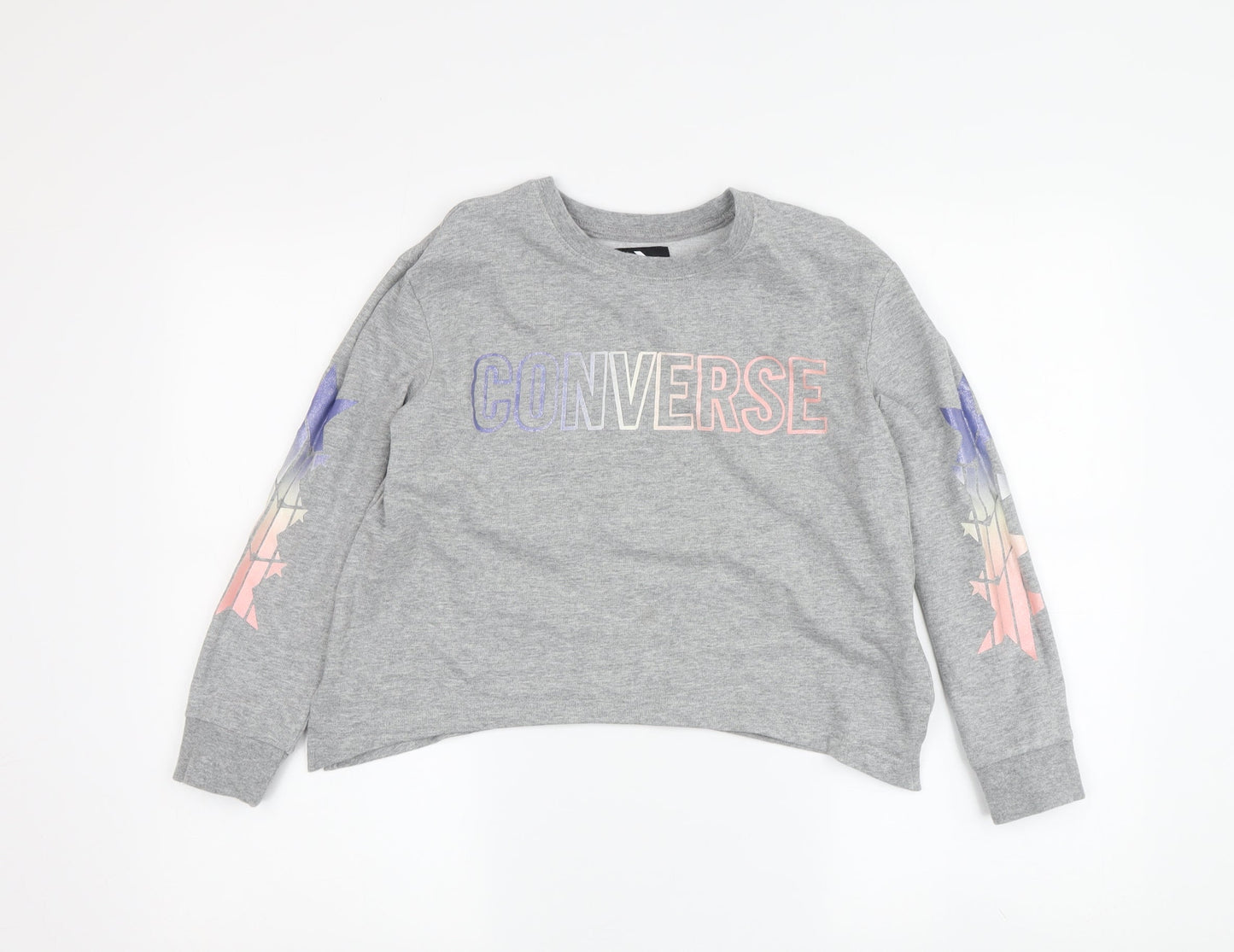 Converse Girls Grey Pullover Sweatshirt, 10-12 Years, Stars Design