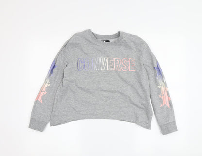 Converse Girls Grey Pullover Sweatshirt, 10-12 Years, Stars Design