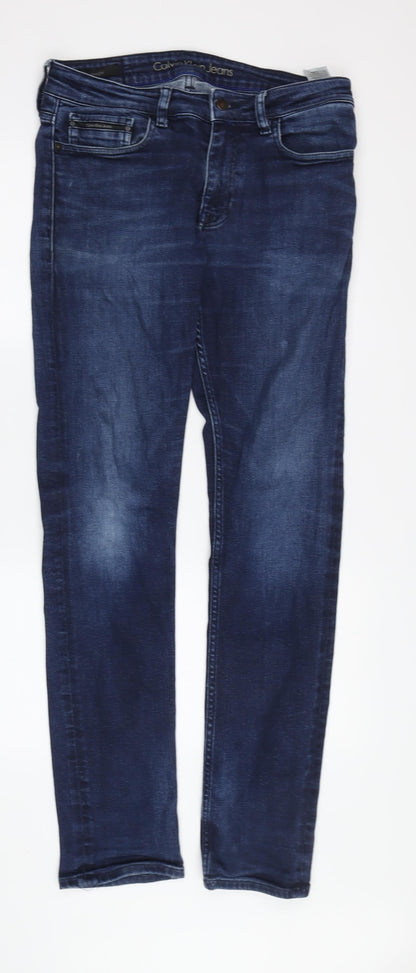 Calvin Klein Men's Blue Slim Straight Jeans
