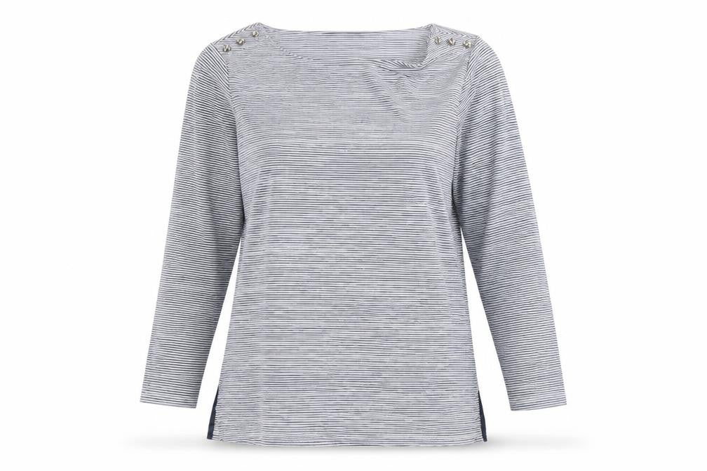 Womens UK Size 14 Jasper Conran Blue Basic Ringer T-Shirt