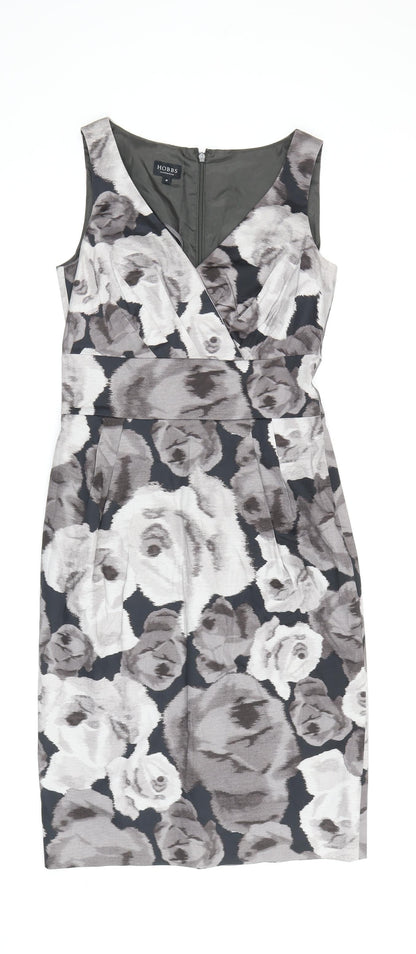 Hobbs Women Grey Floral Sheath Dress Size 8