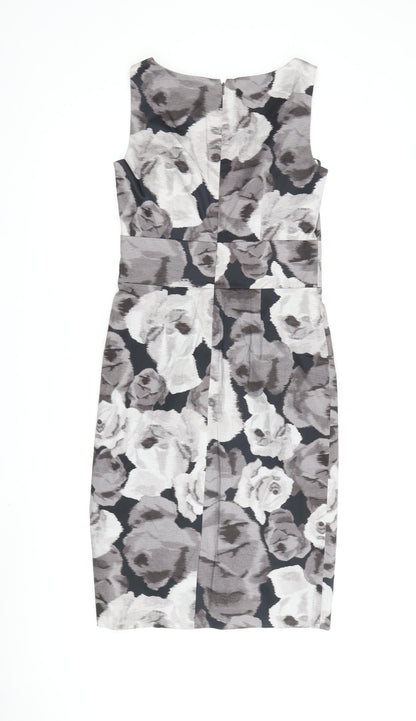 Hobbs Women Grey Floral Sheath Dress Size 8