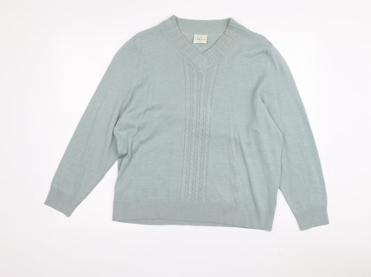 Eastex Women's Green Cable-Knit Pullover Jumper Size 16