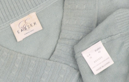 Eastex Women's Green Cable-Knit Pullover Jumper Size 16