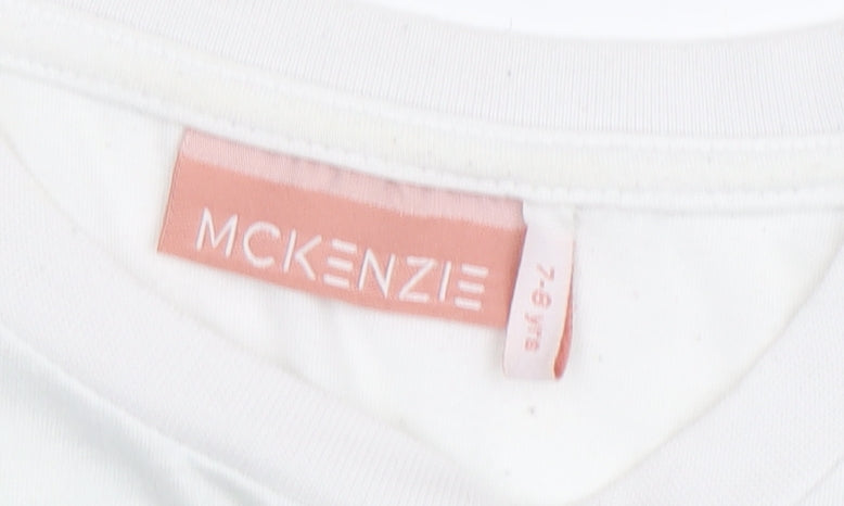 McKenzie Girls Floral Cropped T-Shirt, White, 7-8 Years