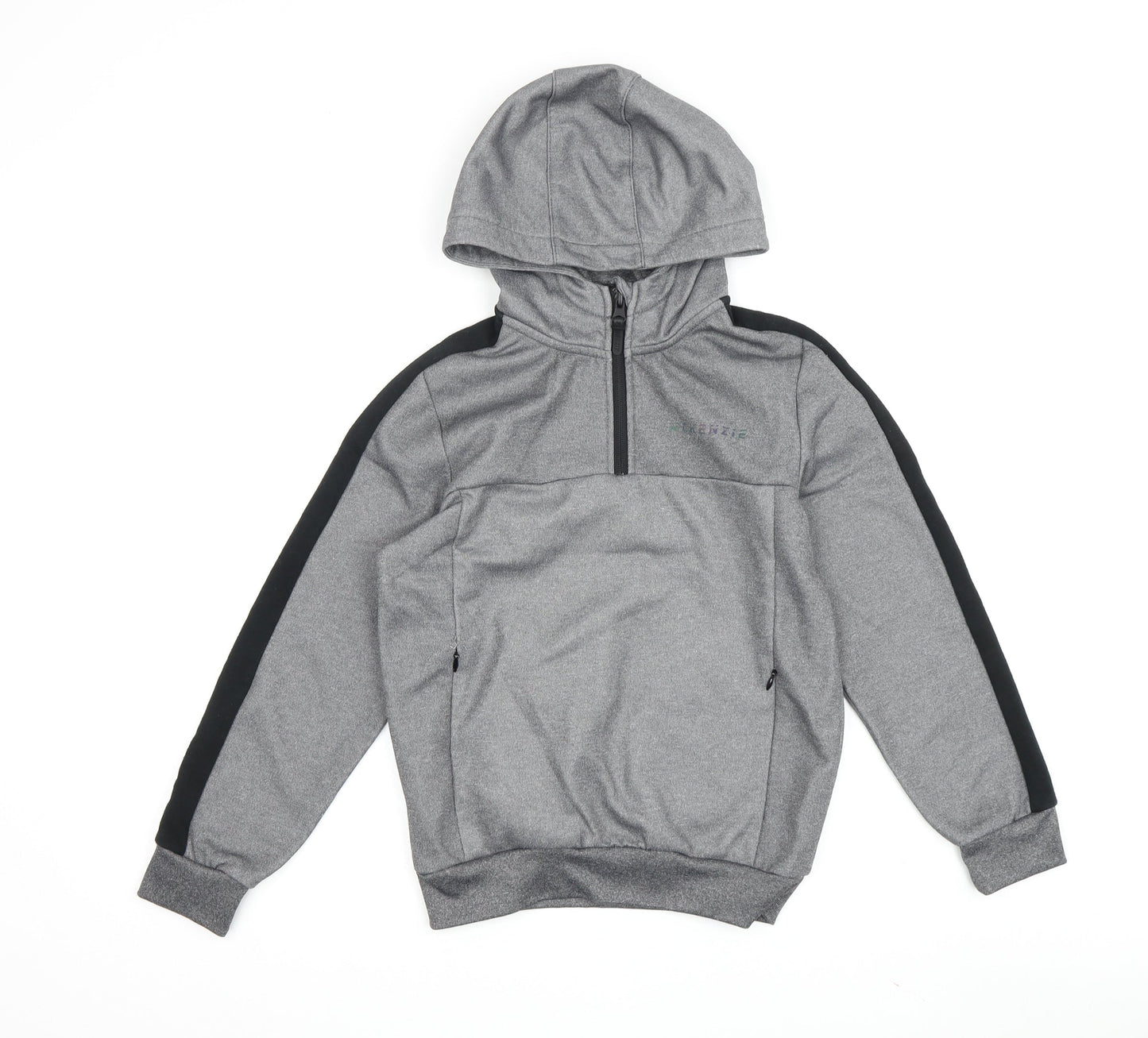 McKenzie Boys Grey 10-12 Hoodie with Half Zip and Hood