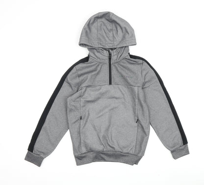 McKenzie Boys Grey 10-12 Hoodie with Half Zip and Hood