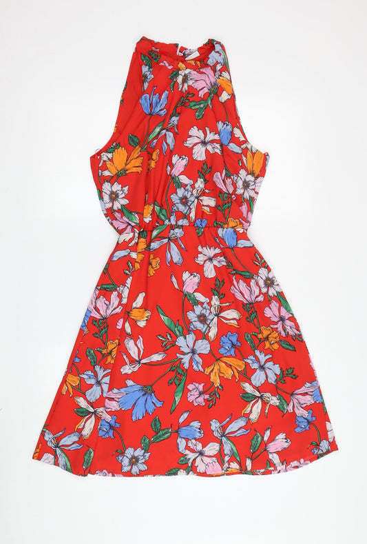 Jacqueline de Yong Women's Red Floral A-Line Dress Size 8