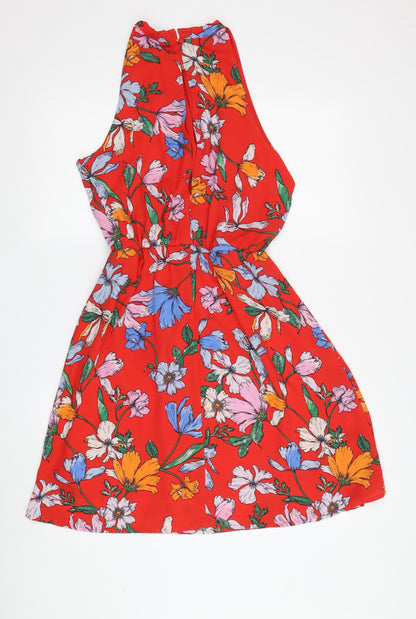 Jacqueline de Yong Women's Red Floral A-Line Dress Size 8