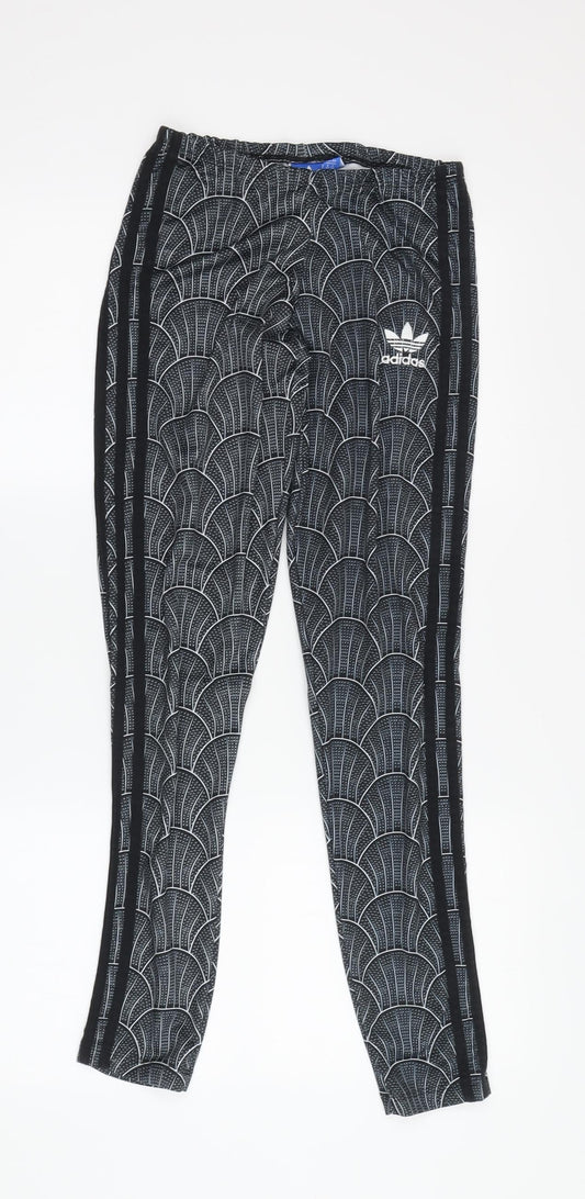 Adidas Women's XS Black Track Pants with Geometric Pattern