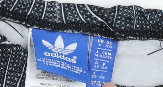 Adidas Women's XS Black Track Pants with Geometric Pattern