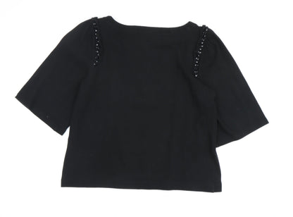 Banana Republic Women's Black Blouse, Size S, Beaded Accents
