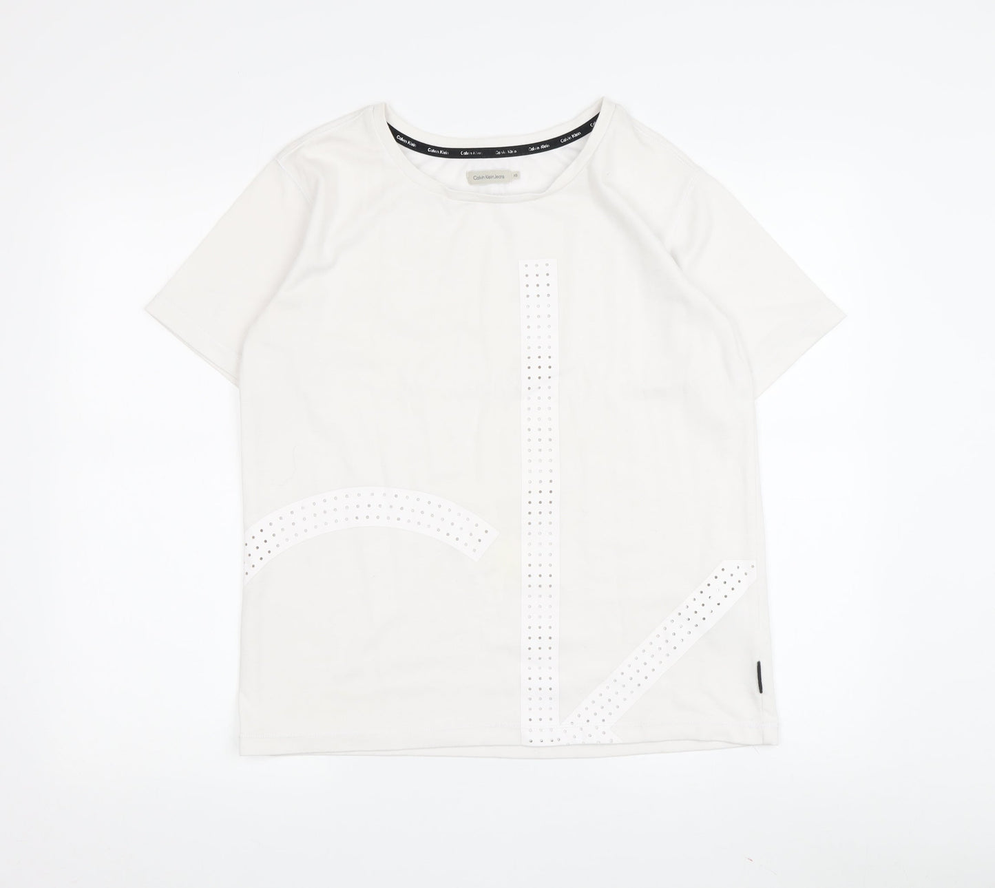 Calvin Klein Women's White XS Casual T-Shirt Basic