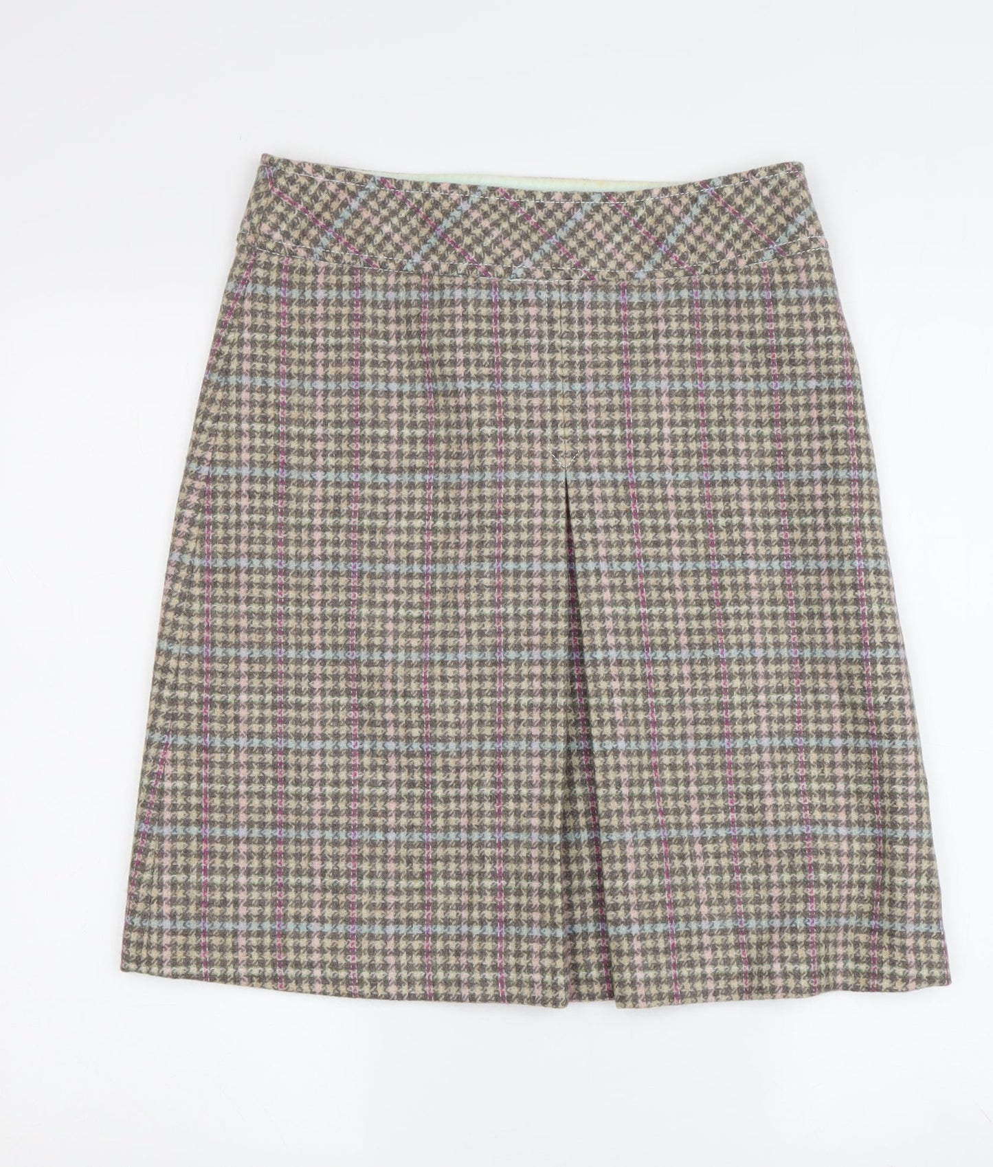 Joules Women's Multicoloured Check Skirt - Size 8 Wool
