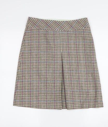 Joules Women's Multicoloured Check Skirt - Size 8 Wool