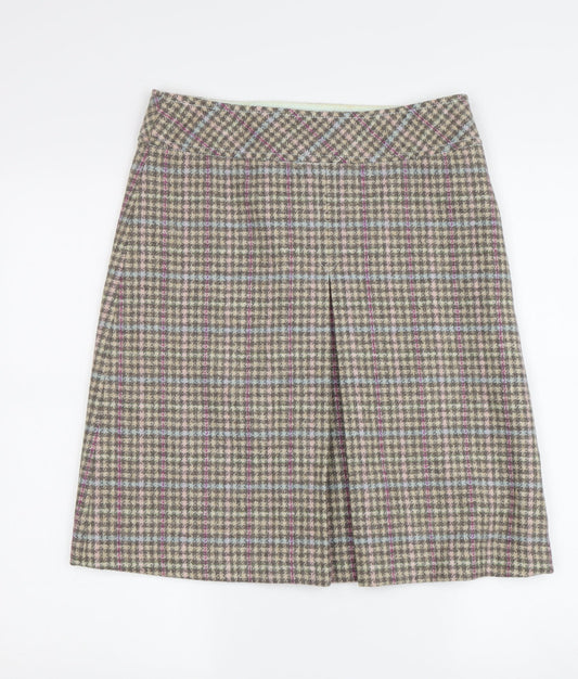 Joules Women's Multicoloured Check Skirt - Size 8 Wool