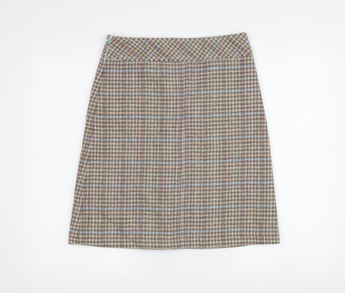 Joules Women's Multicoloured Check Skirt - Size 8 Wool