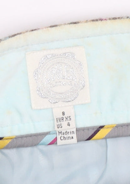 Joules Women's Multicoloured Check Skirt - Size 8 Wool