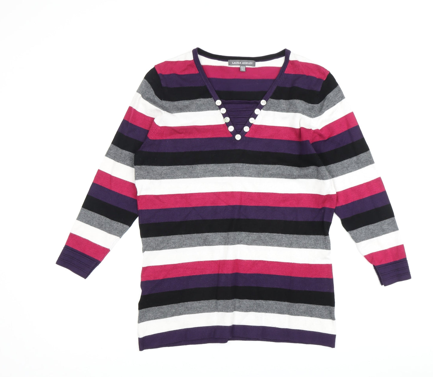 Laura Ashley Women's Multicoloured Striped V-Neck Jersey