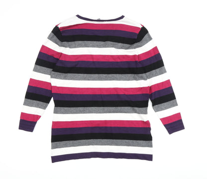 Laura Ashley Women's Multicoloured Striped V-Neck Jersey