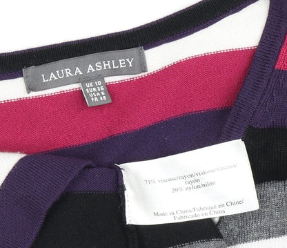 Laura Ashley Women's Multicoloured Striped V-Neck Jersey