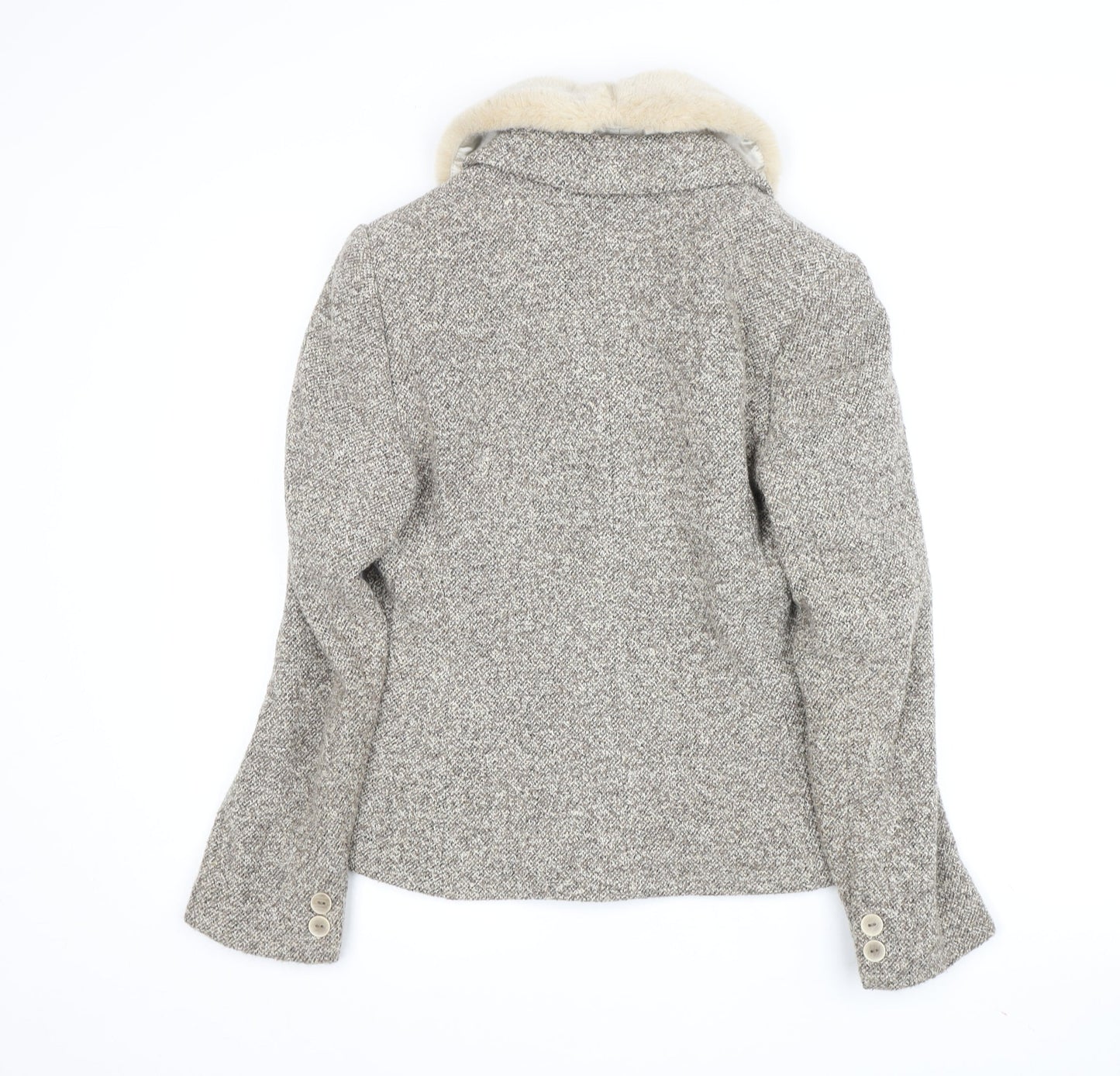 Alexon Women's Grey Tweed Fur Trim Jacket Size 8