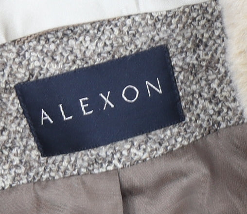 Alexon Women's Grey Tweed Fur Trim Jacket Size 8
