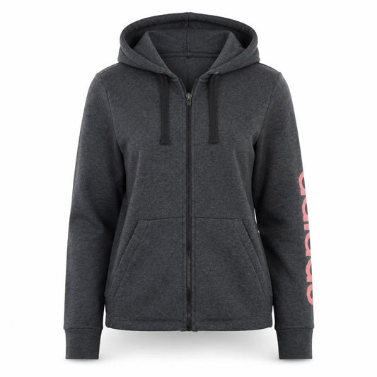 Front view of Adidas Women's Grey Full Zip Hoodie, size 8