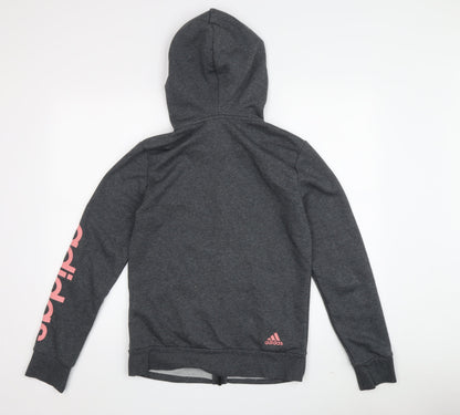 Adidas Women's Grey Full Zip Hoodie Size 8