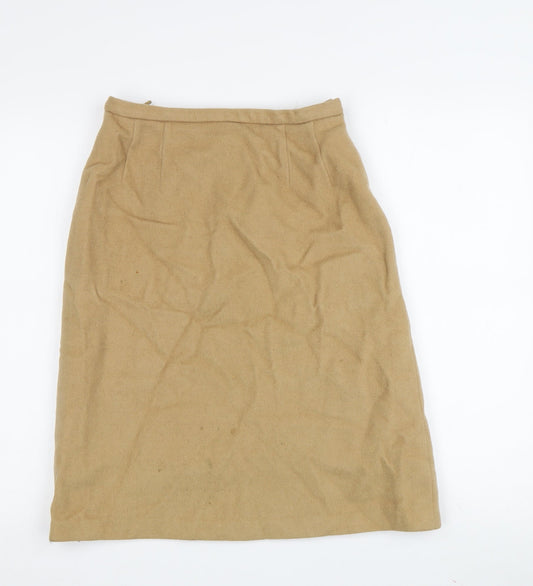 Jaeger Women's Beige Knee Length Wool Pencil Skirt