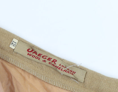 Jaeger Women's Beige Knee Length Wool Pencil Skirt