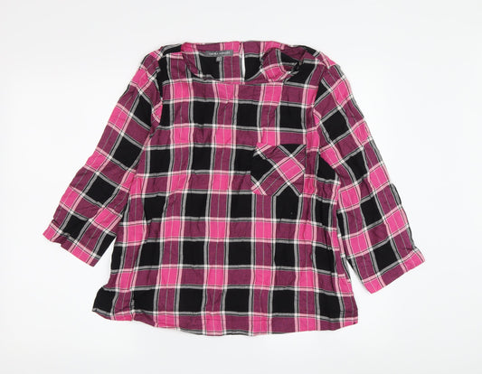 Laura Ashley Women's Plaid Blouse, 3/4 Sleeve, Size 10